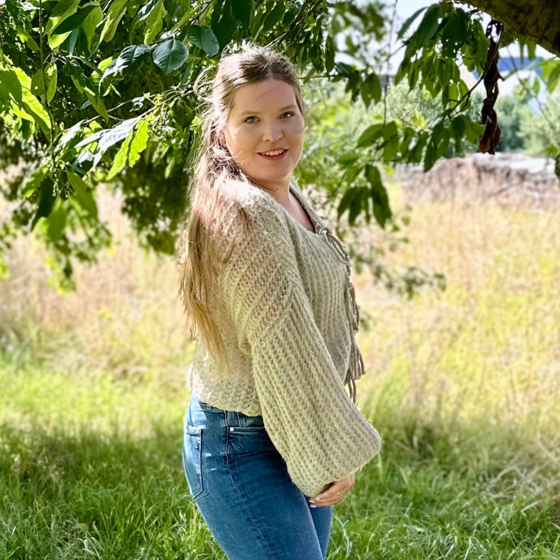 Luftiger Strick-Cardigan Damen – Offenes Design mit Bindedetail