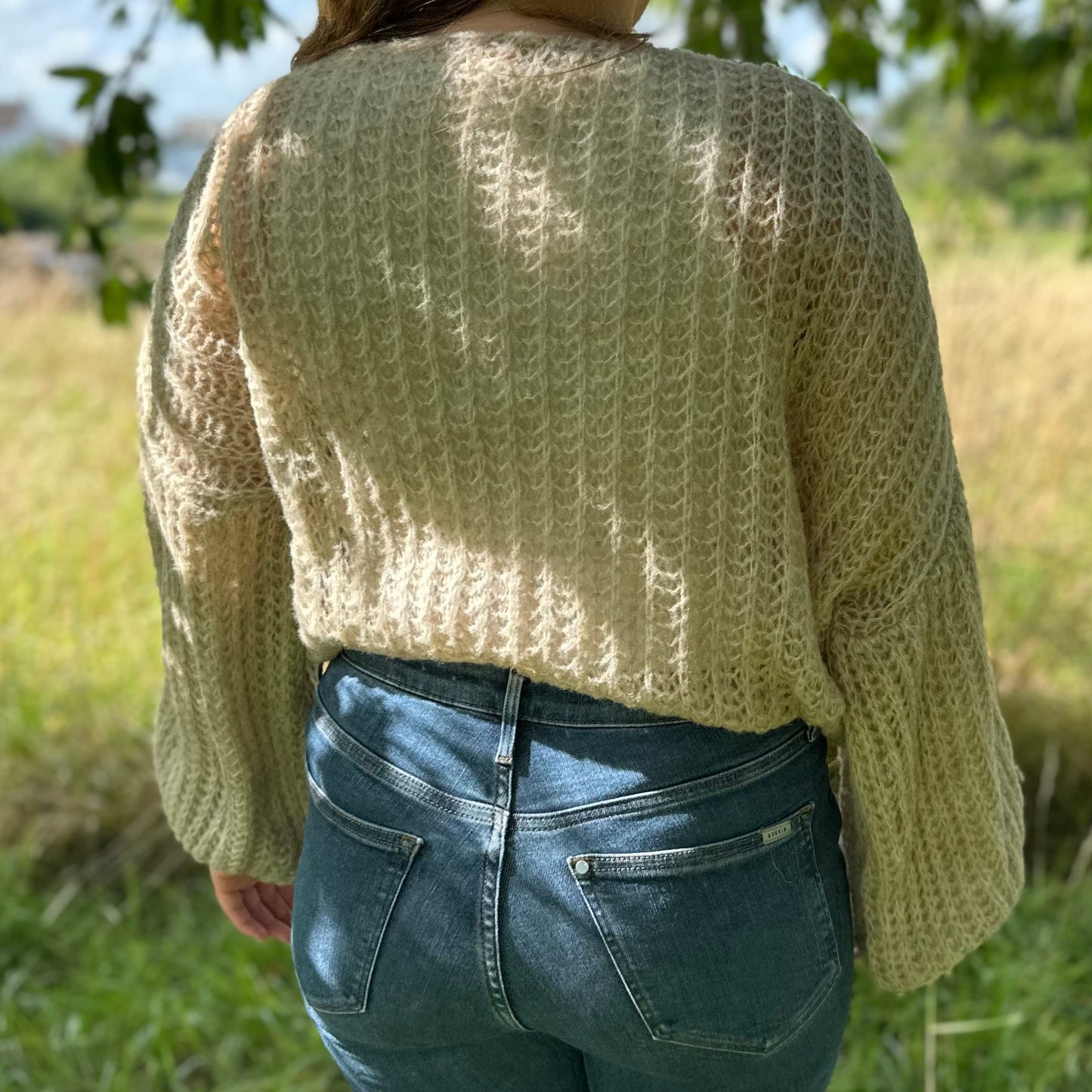 Luftiger Strick-Cardigan Damen – Offenes Design mit Bindedetail