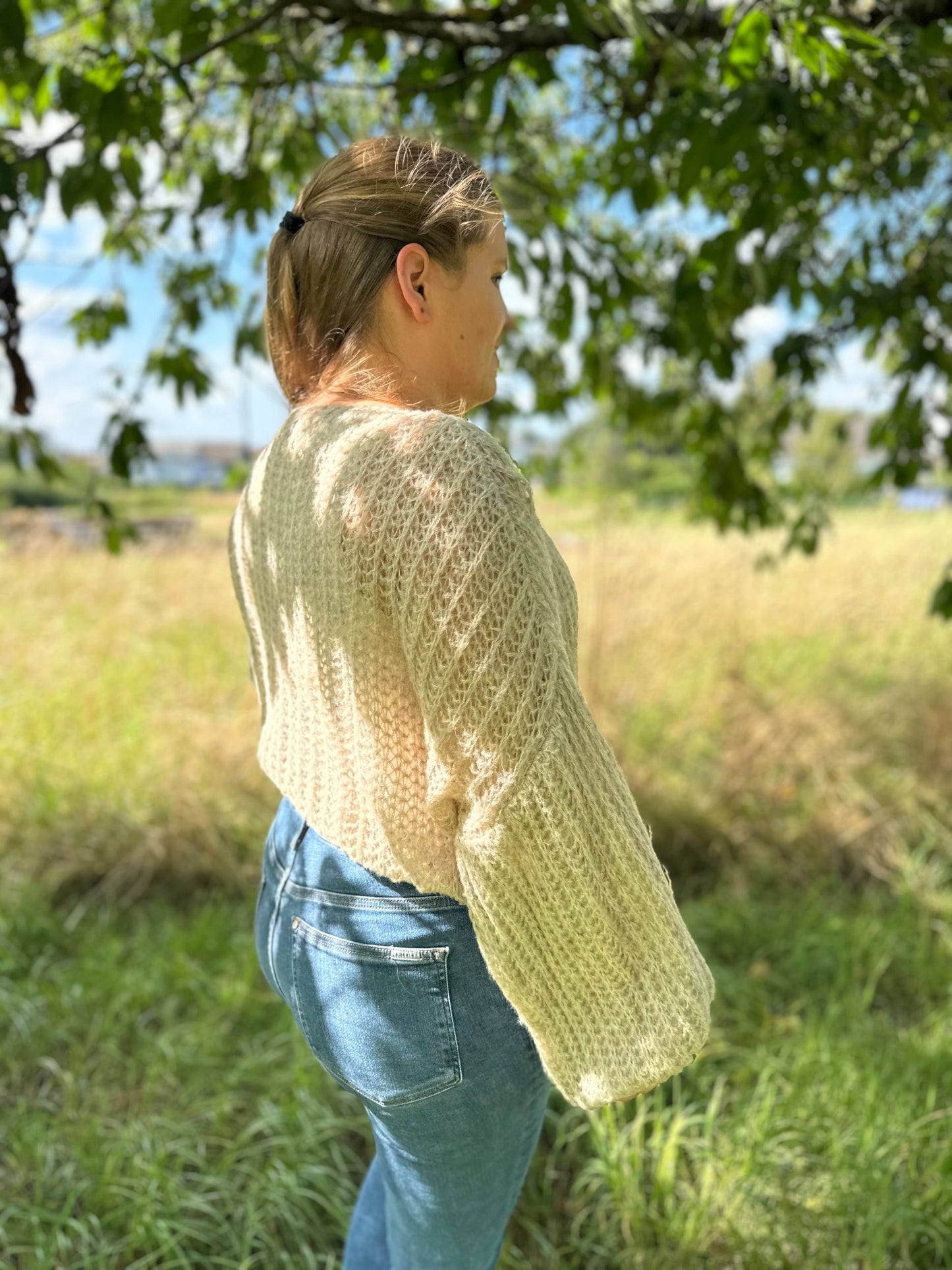 Luftiger Strick-Cardigan Damen – Offenes Design mit Bindedetail