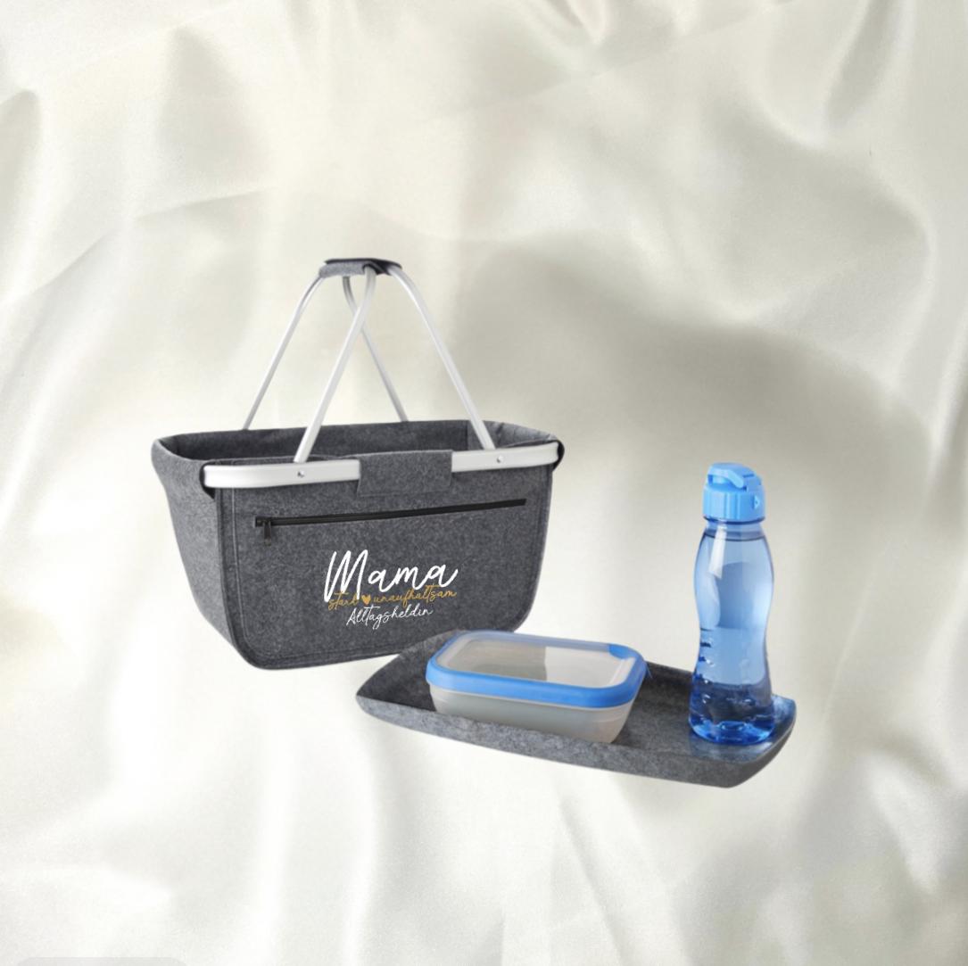 Geschenk zur Geburt Einkaufskorb Geschenk für Mama Muttertag Geschenk für Sie Korb aus Filz Muttertag Geschenkidee zur Geburt Marktkorb