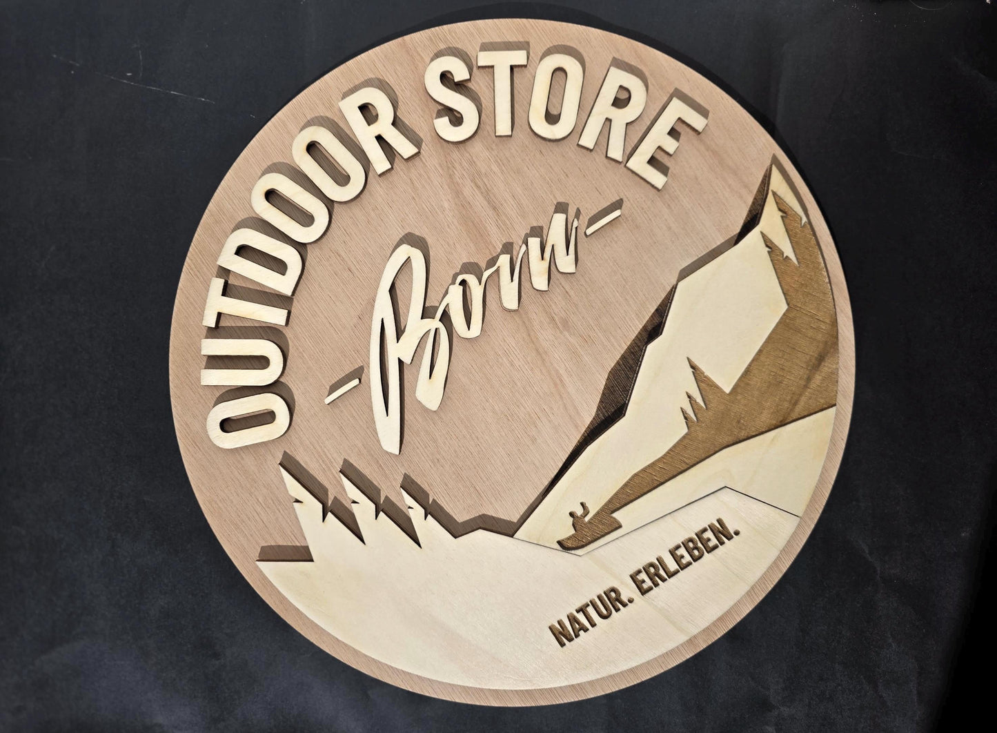 Personalisiertes Firmengeschenk individuell Branding Schild Holz Logo aus Holz graviertes Firmenlogo Firmenschild Firmenjubiläum