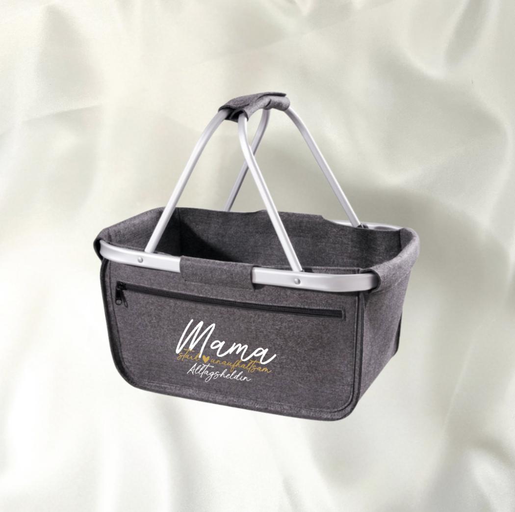 Geschenk zur Geburt Einkaufskorb Geschenk für Mama Muttertag Geschenk für Sie Korb aus Filz Muttertag Geschenkidee zur Geburt Marktkorb