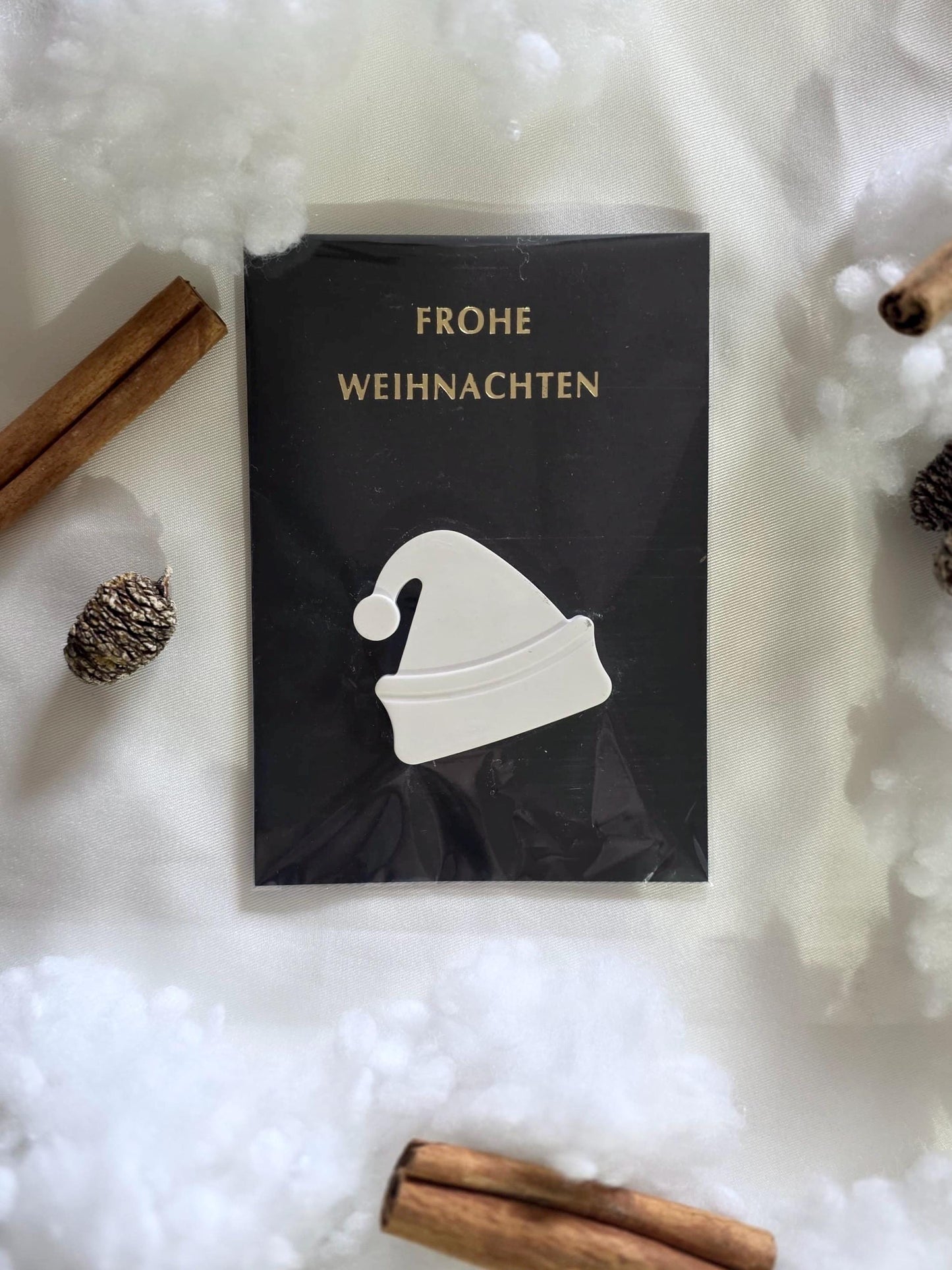 Weihnachtskarte A6 schwarz gold Frohe Weihnachten mit Figur (Schneemann, Baum, Lebkuchen) | Handmade Geschenk & Wichtelgeschenk