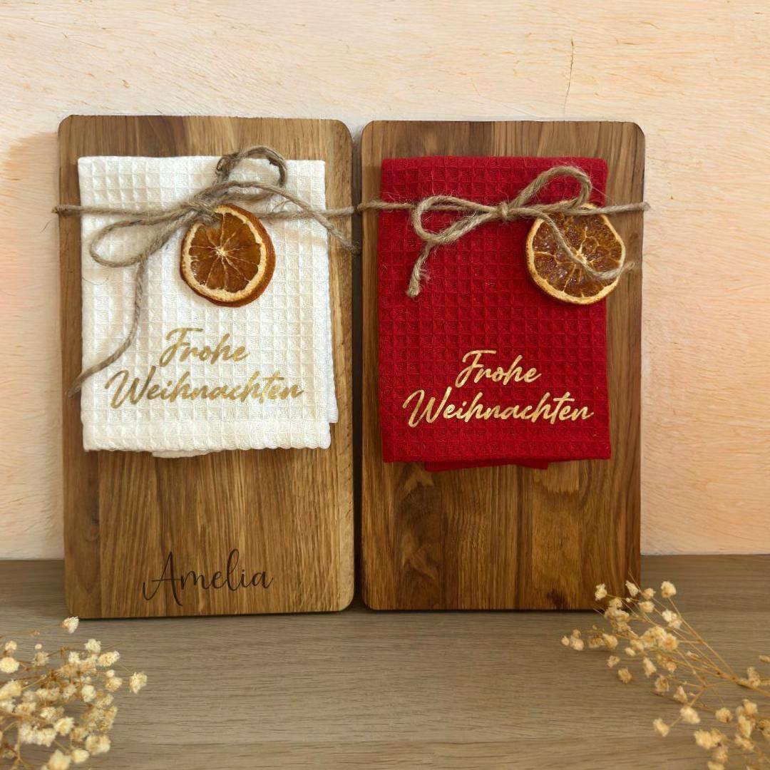 Personalisiertes Frühstücksbrettchen aus Eiche | Weihnachtsgeschenk Lehrer, Freunde, Familie | Mit Gravur & Geschenkverpackung
