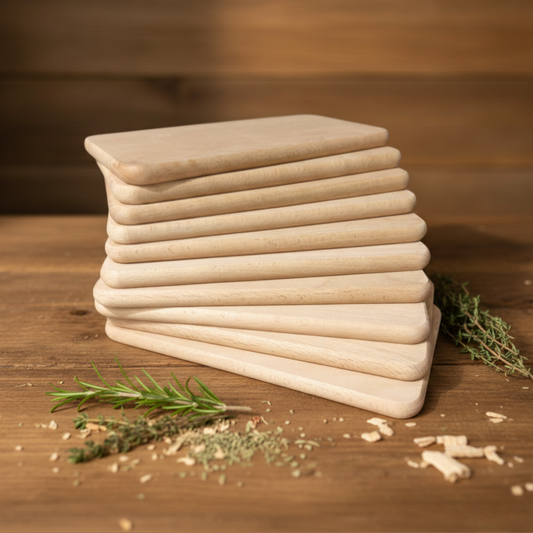 Premium Frühstücksbrettchen-Set aus massiver Buche – 10er Pack bis 100er Pack