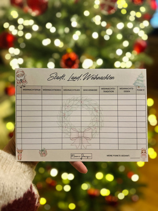 Stadt, Land, Weihnachten – Spielblock (A5, 25 Blatt)