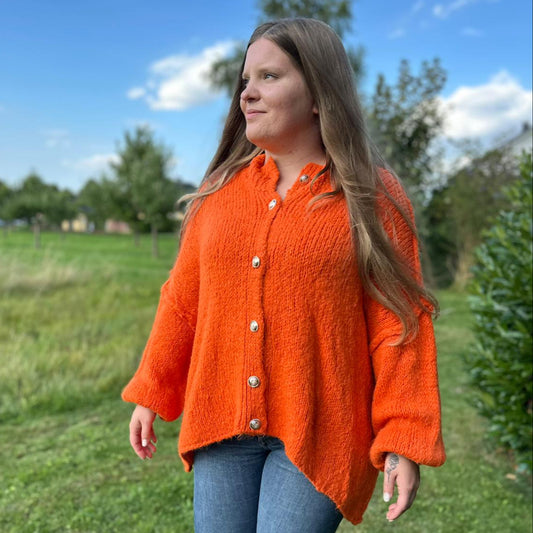 Oranger Oversized Cardigan Damen – Strickjacke Made in Italy