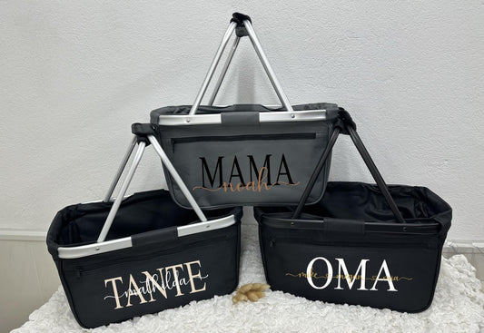 Personalisierter Einkaufskorb für Oma Mama Tante Opa Mom oder eine Freundin + Option mit Einleger zum Schutz