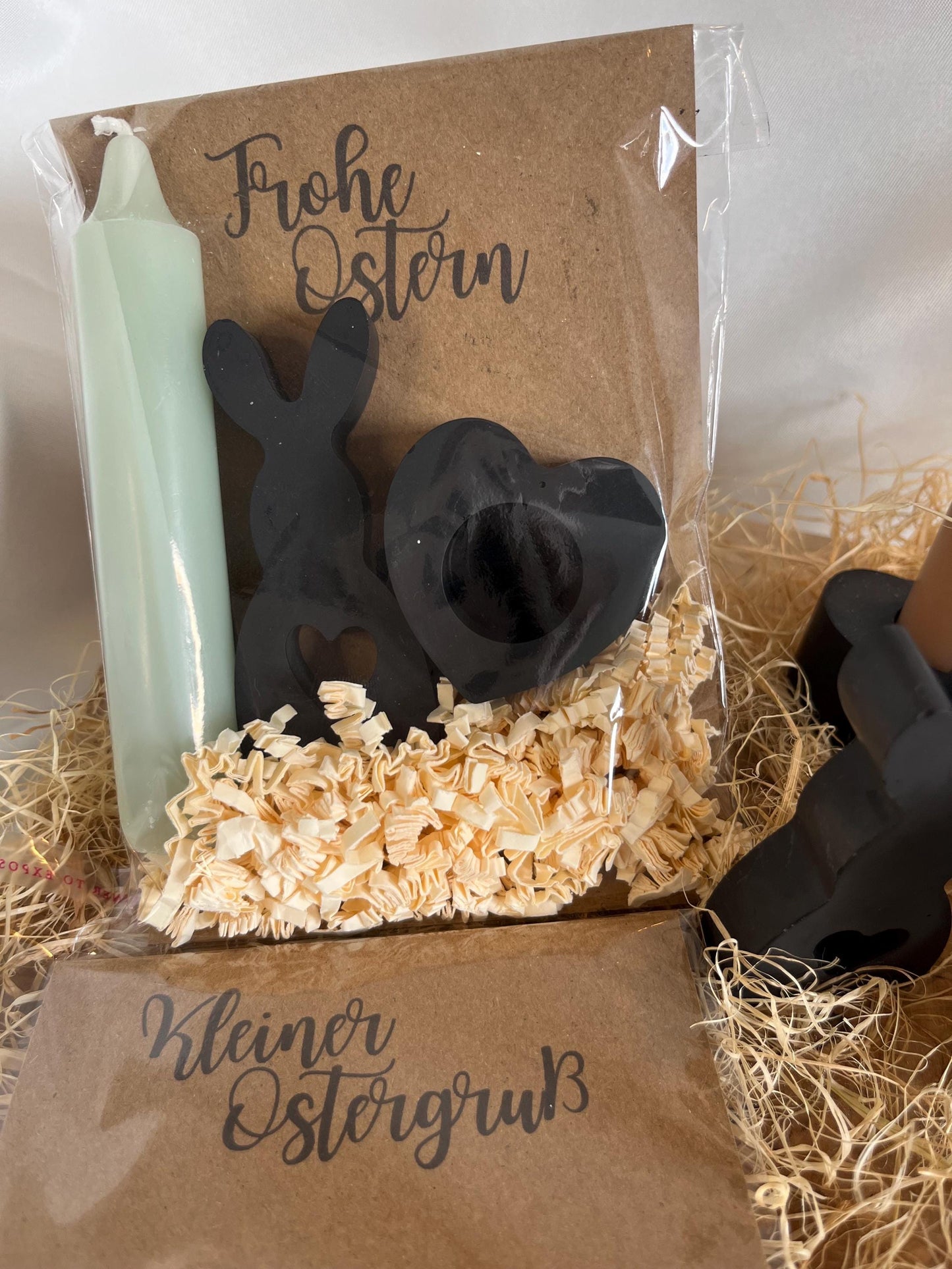 Osterhase Ostergeschenk Geschenkset Ostern mit Kerze Frohe Ostern Kleiner Ostergruß Gießmasse Raysin Ostern Schwarz