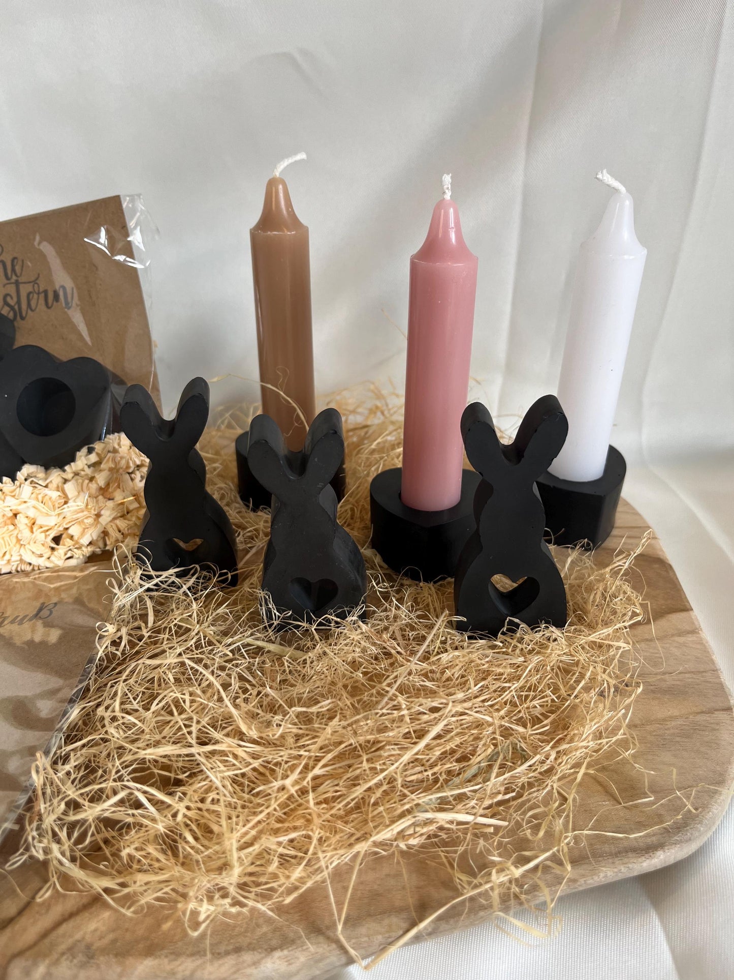 Osterhase Ostergeschenk Geschenkset Ostern mit Kerze Frohe Ostern Kleiner Ostergruß Gießmasse Raysin Ostern Schwarz