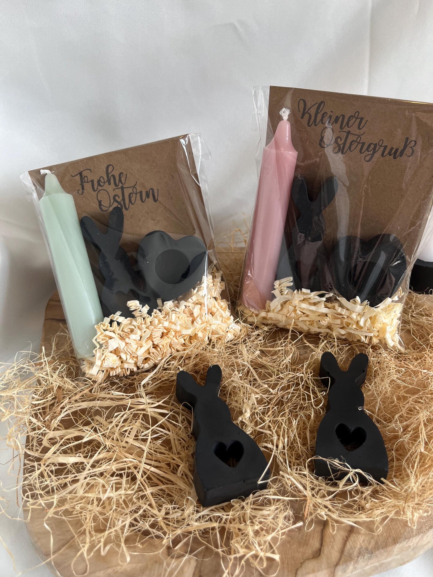 Osterhase Ostergeschenk Geschenkset Ostern mit Kerze Frohe Ostern Kleiner Ostergruß Gießmasse Raysin Ostern Schwarz