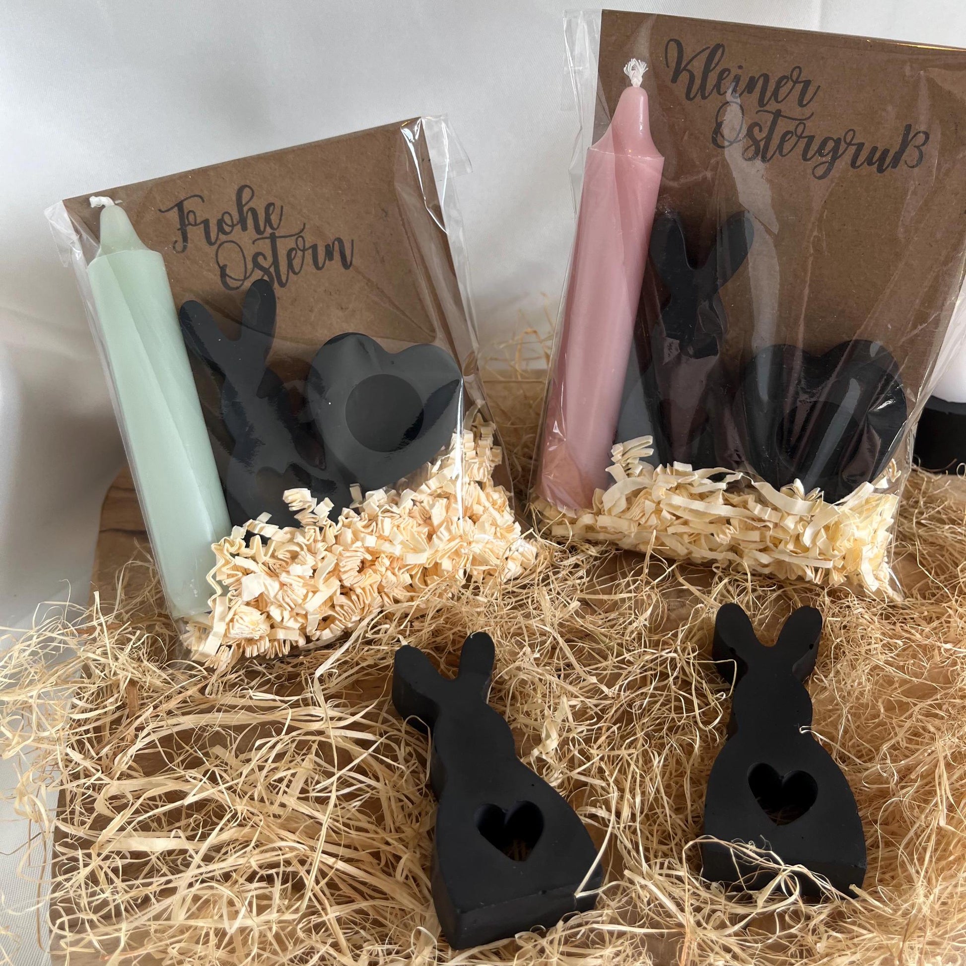 Osterhase Ostergeschenk Geschenkset Ostern mit Kerze Frohe Ostern Kleiner Ostergruß Gießmasse Raysin Ostern Schwarz