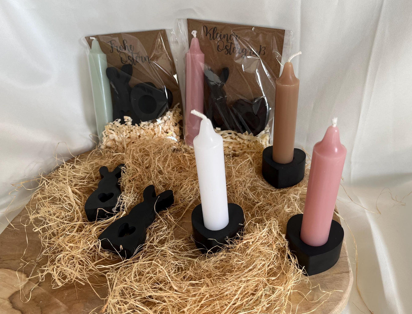 Osterhase Ostergeschenk Geschenkset Ostern mit Kerze Frohe Ostern Kleiner Ostergruß Gießmasse Raysin Ostern Schwarz