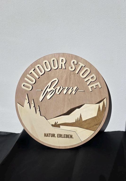 Personalisiertes Firmengeschenk individuell Branding Schild Holz Logo aus Holz graviertes Firmenlogo Firmenschild Firmenjubiläum