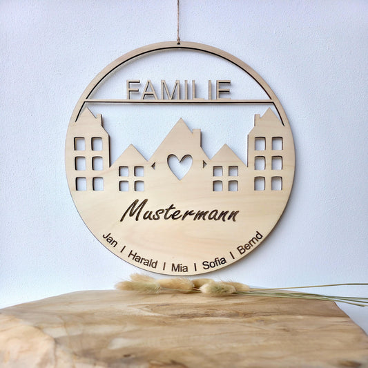 Haustürschild personalisiert Geschenk Patchworkfamilie personalisiert Familienschild aus Holz Familie Familienschild personalisiert