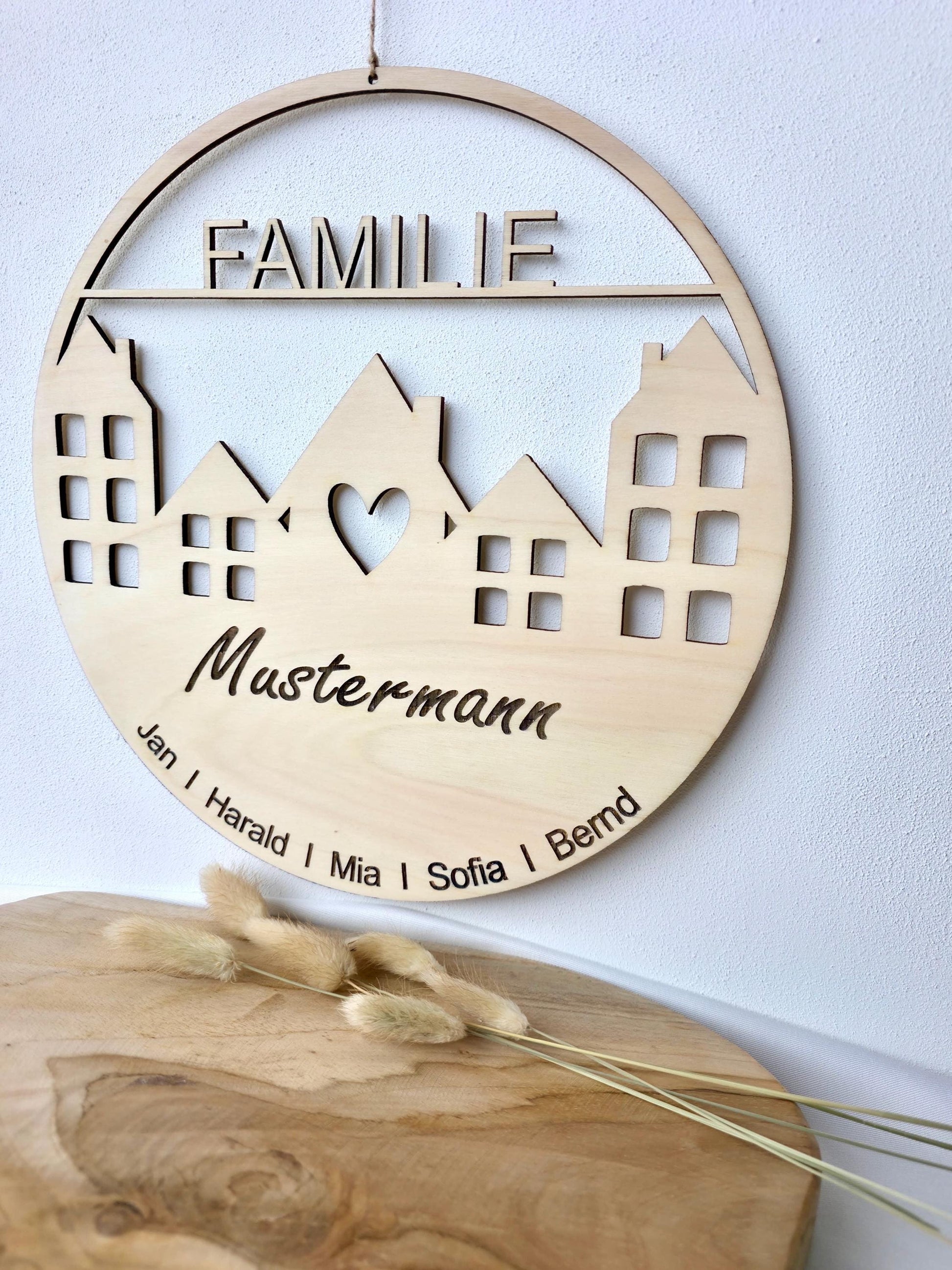 Haustürschild personalisiert Geschenk Patchworkfamilie personalisiert Familienschild aus Holz Familie Familienschild personalisiert