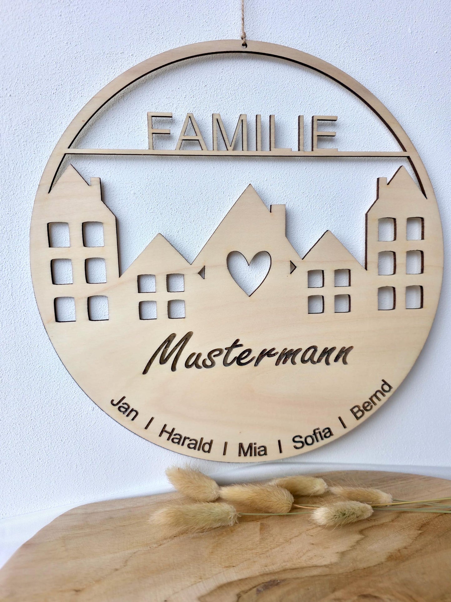Haustürschild personalisiert Geschenk Patchworkfamilie personalisiert Familienschild aus Holz Familie Familienschild personalisiert