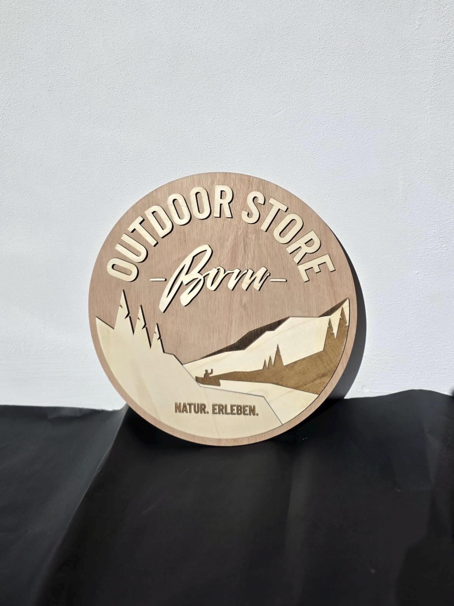 Personalisiertes Firmengeschenk individuell Branding Schild Holz Logo aus Holz graviertes Firmenlogo Firmenschild Firmenjubiläum