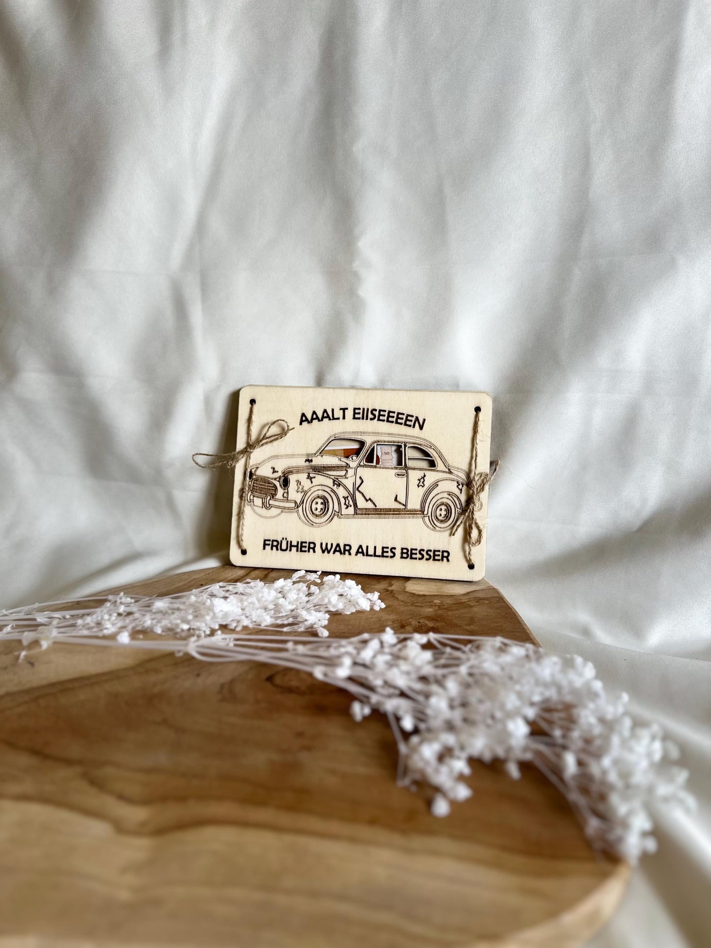 Geldgeschenk Alt Eisen Oldtimer Geldkarte Geburtstag Oldtimer Fan Karte aus Holz runder Geburtstag Geschenk Holz Geldgeschenk aus Holz
