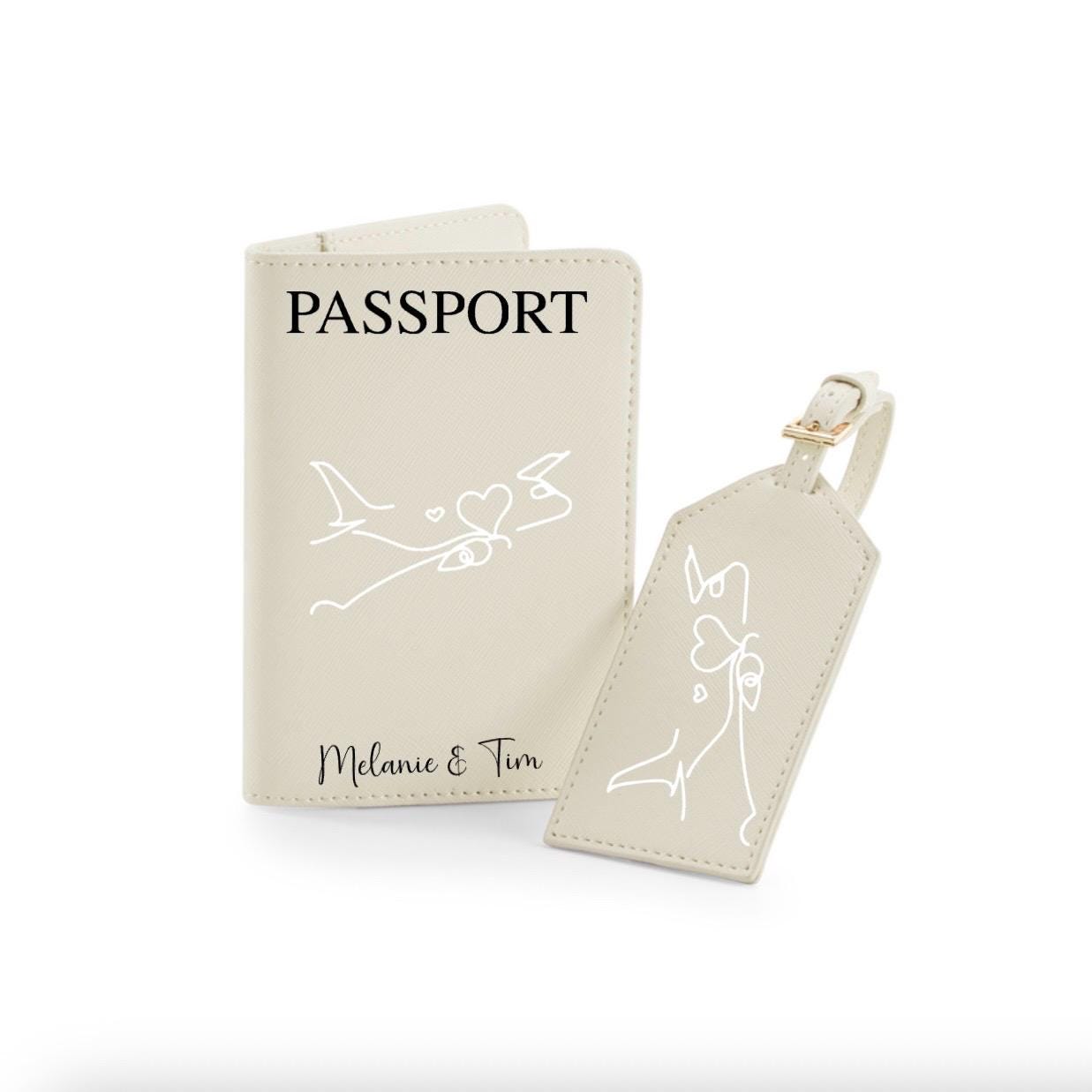 Personalisierte Reisepasshülle und Kofferanhänger mit Namen Reise Geschenk Hochzeit Urlaub Honeymoon | JGA | Urlaub Accessoire
