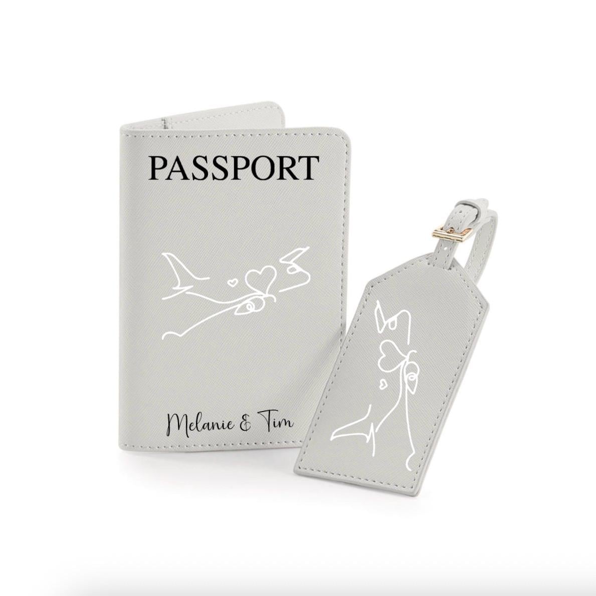 Personalisierte Reisepasshülle und Kofferanhänger mit Namen Reise Geschenk Hochzeit Urlaub Honeymoon | JGA | Urlaub Accessoire