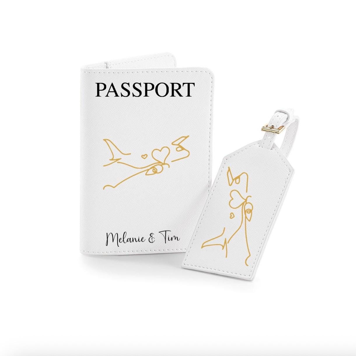 Personalisierte Reisepasshülle und Kofferanhänger mit Namen Reise Geschenk Hochzeit Urlaub Honeymoon | JGA | Urlaub Accessoire