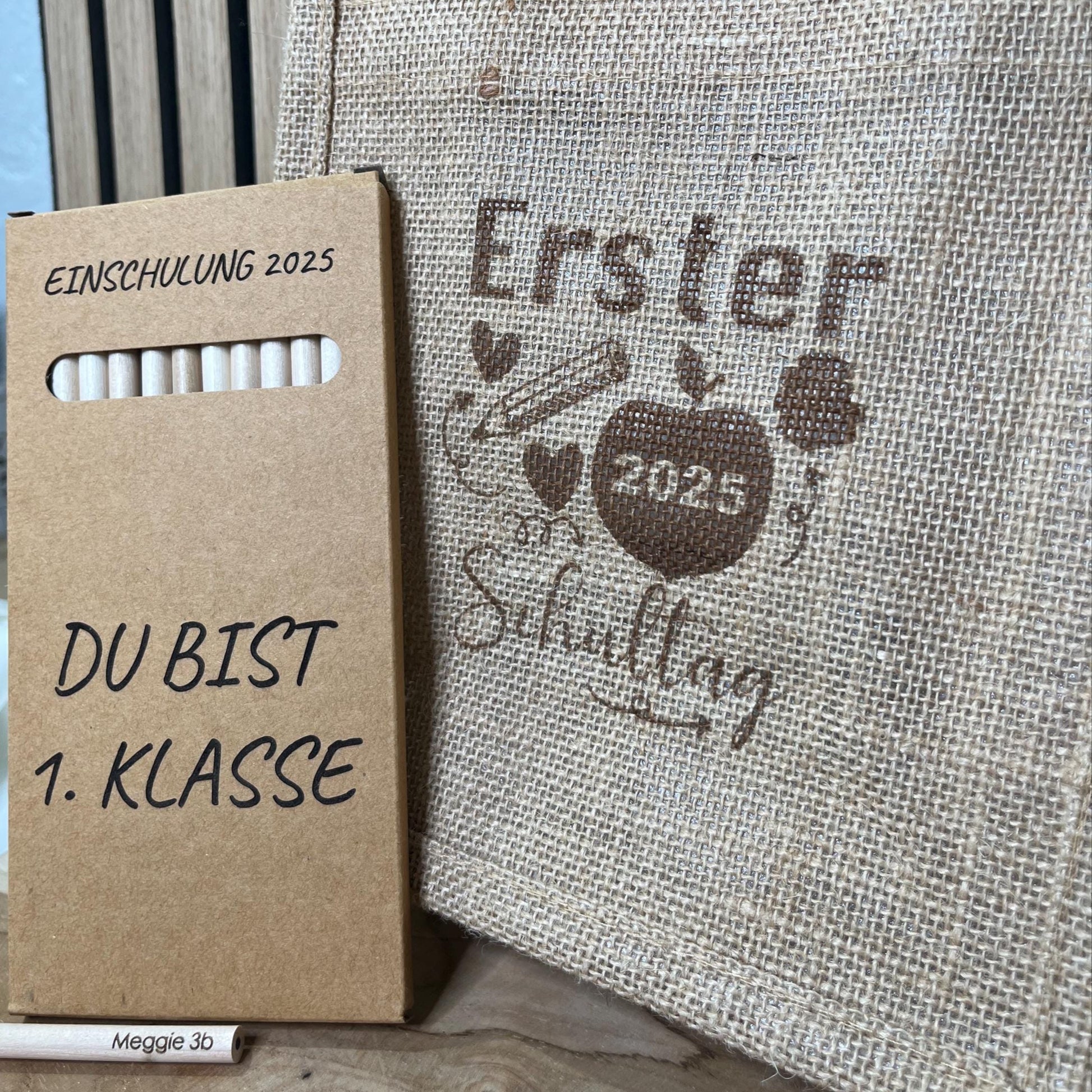 Einschulungsgeschenk Geschenk Einschulung Mädchen Geschenk Einschulung Junge Einschulung Geschenkverpackung Jute Personalisierte Buntstifte