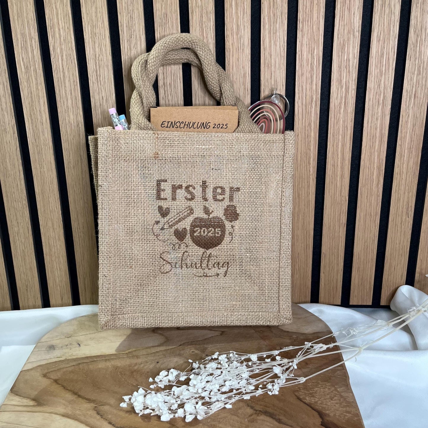 Einschulungsgeschenk Geschenk Einschulung Mädchen Geschenk Einschulung Junge Einschulung Geschenkverpackung Jute Personalisierte Buntstifte