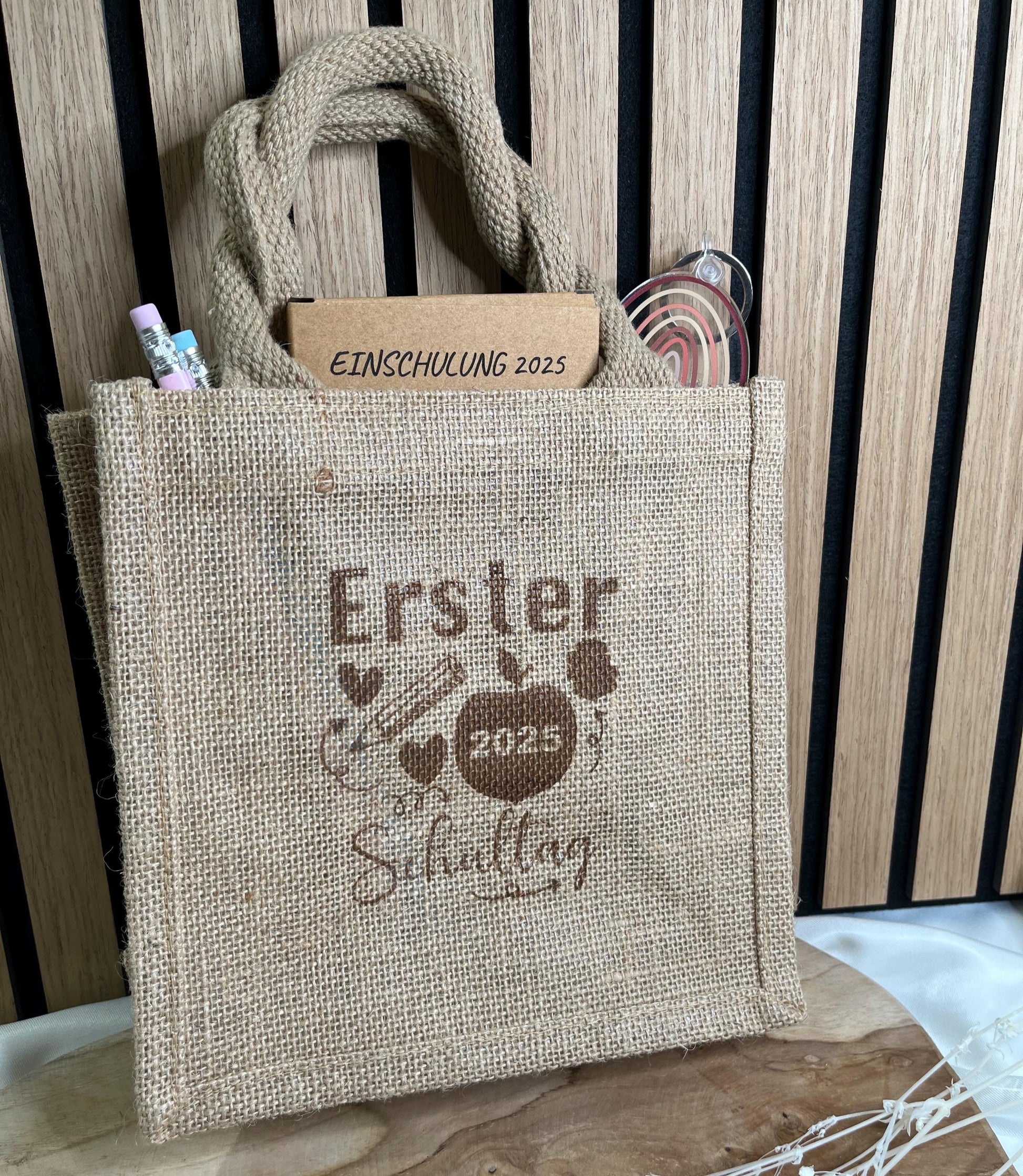 Einschulungsgeschenk Geschenk Einschulung Mädchen Geschenk Einschulung Junge Einschulung Geschenkverpackung Jute Personalisierte Buntstifte
