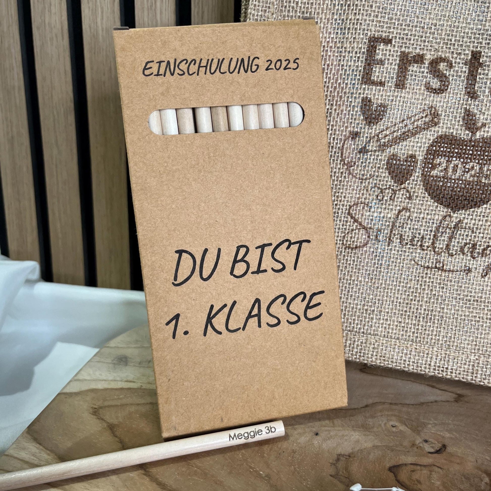 Einschulungsgeschenk Geschenk Einschulung Mädchen Geschenk Einschulung Junge Einschulung Geschenkverpackung Jute Personalisierte Buntstifte