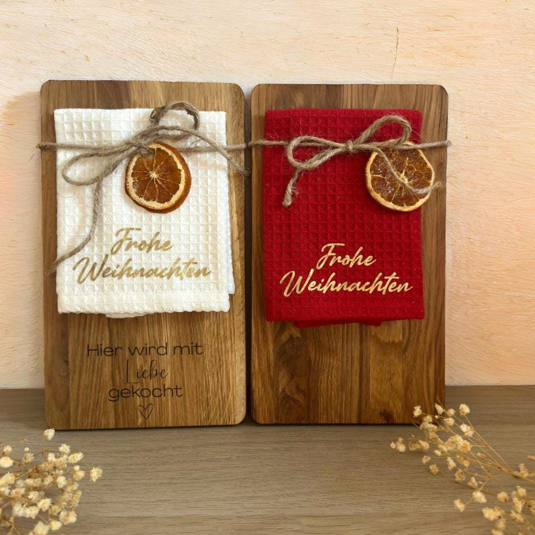 Personalisiertes Frühstücksbrettchen aus Eiche | Weihnachtsgeschenk Lehrer, Freunde, Familie | Mit Gravur & Geschenkverpackung