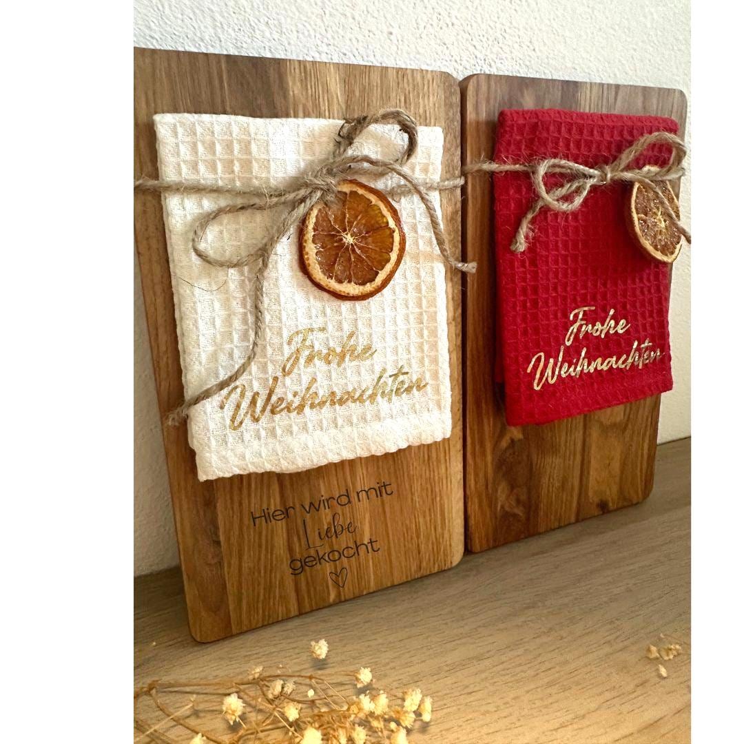 Personalisiertes Frühstücksbrettchen aus Eiche | Weihnachtsgeschenk Lehrer, Freunde, Familie | Mit Gravur & Geschenkverpackung