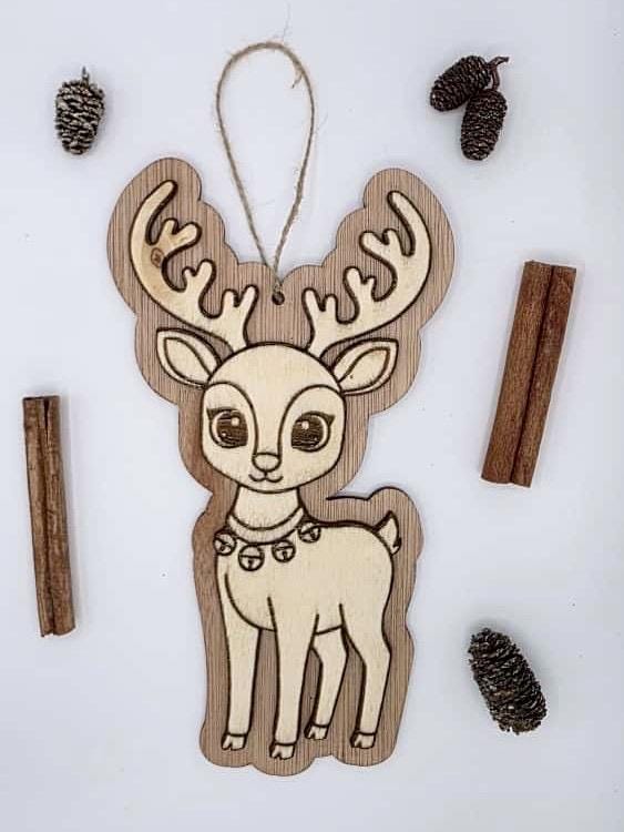 Holz Rentier Weihnachtsanhänger – natürliche & rustikale Weihnachtsdeko Holz | Skandi Weihnachten | Rentier Deko | Holzanhänger Weihnachten