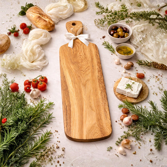 Großes Servierbrett aus Eiche 75cm Handgemachtes Schneidebrett Charcuterie Board Antipasti Brett Holz Servierbrett Geschenk Küche mit Gravur