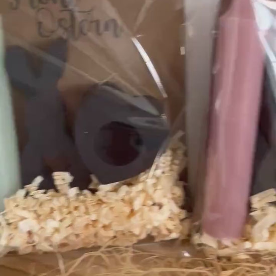 Osterhase Ostergeschenk Geschenkset Ostern mit Kerze Frohe Ostern Kleiner Ostergruß Gießmasse Raysin Ostern Schwarz