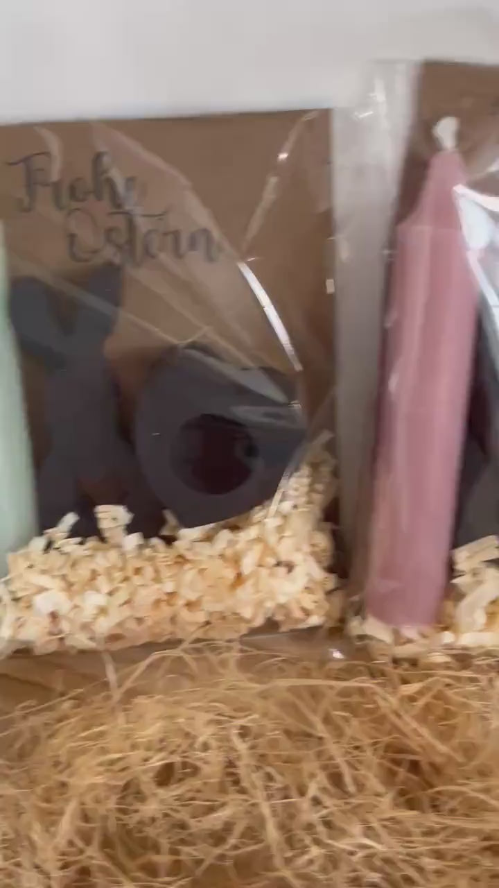 Osterhase Ostergeschenk Geschenkset Ostern mit Kerze Frohe Ostern Kleiner Ostergruß Gießmasse Raysin Ostern Schwarz