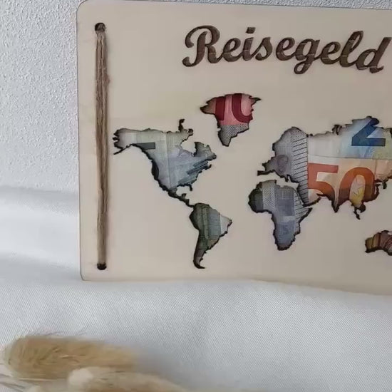 Reisekasse Reisegeschenk Reisegeld Reisegutschein Reisegeburtstagsgeschenk aus Holz Reiseaccessoire-Geschenk Reisen Geschenk aus Holz