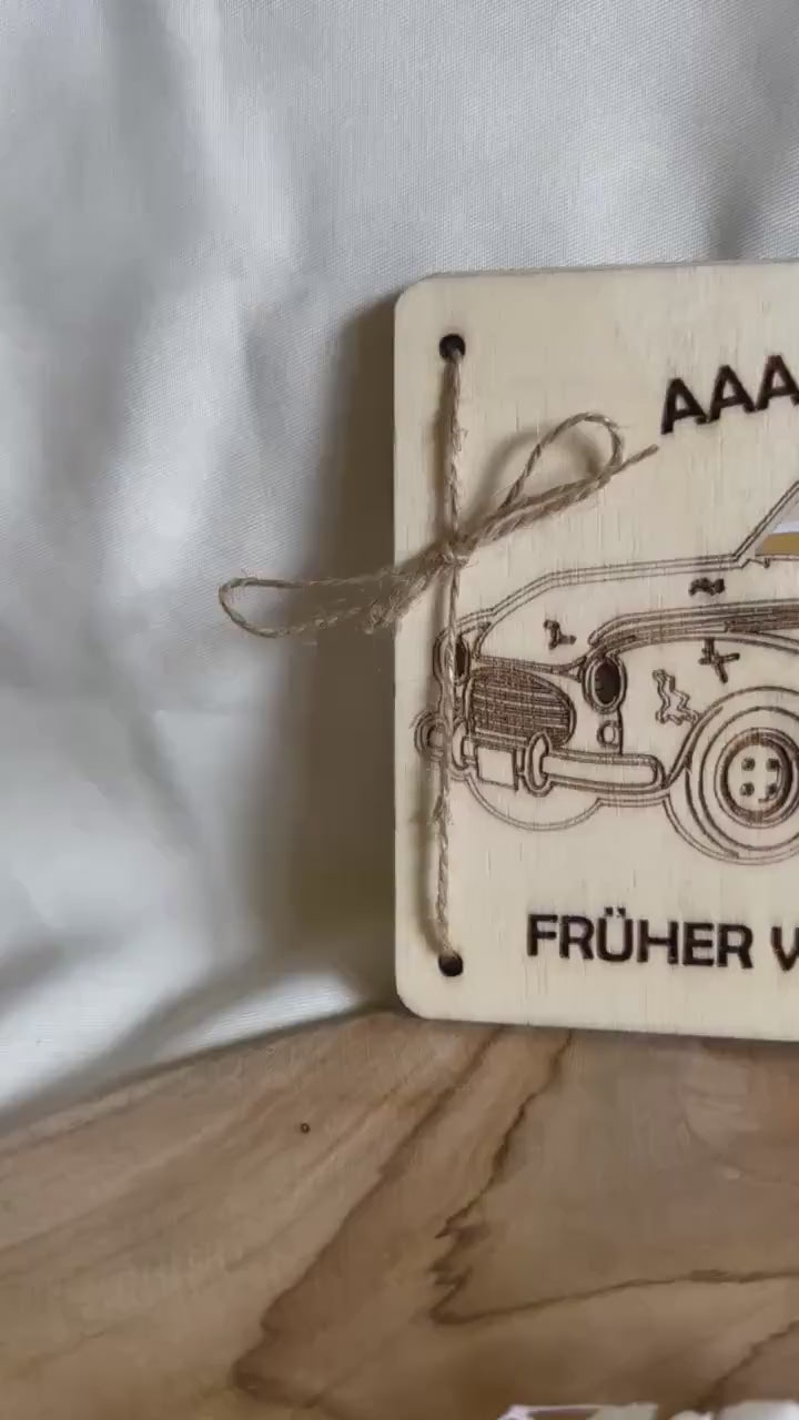 Geldgeschenk Alt Eisen Oldtimer Geldkarte Geburtstag Oldtimer Fan Karte aus Holz runder Geburtstag Geschenk Holz Geldgeschenk aus Holz