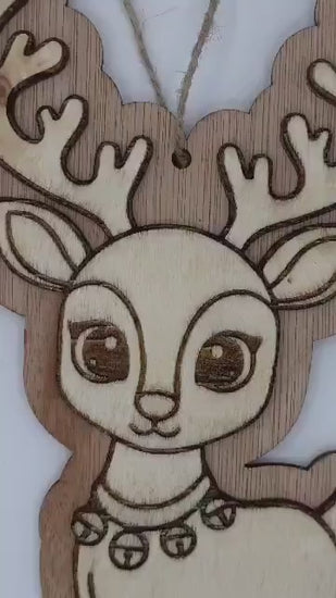 Holz Rentier Weihnachtsanhänger – natürliche & rustikale Weihnachtsdeko Holz | Skandi Weihnachten | Rentier Deko | Holzanhänger Weihnachten