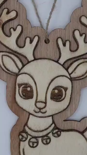 Holz Rentier Weihnachtsanhänger – natürliche & rustikale Weihnachtsdeko Holz | Skandi Weihnachten | Rentier Deko | Holzanhänger Weihnachten